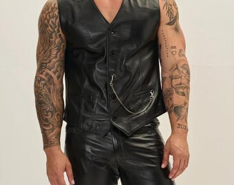 Men's Vintage Real Leather Vest, Handmade Genuine Leather Vest, Custom Leather Vest, Western Leather Vest, Leather Vest, Gift For Him, Gift
