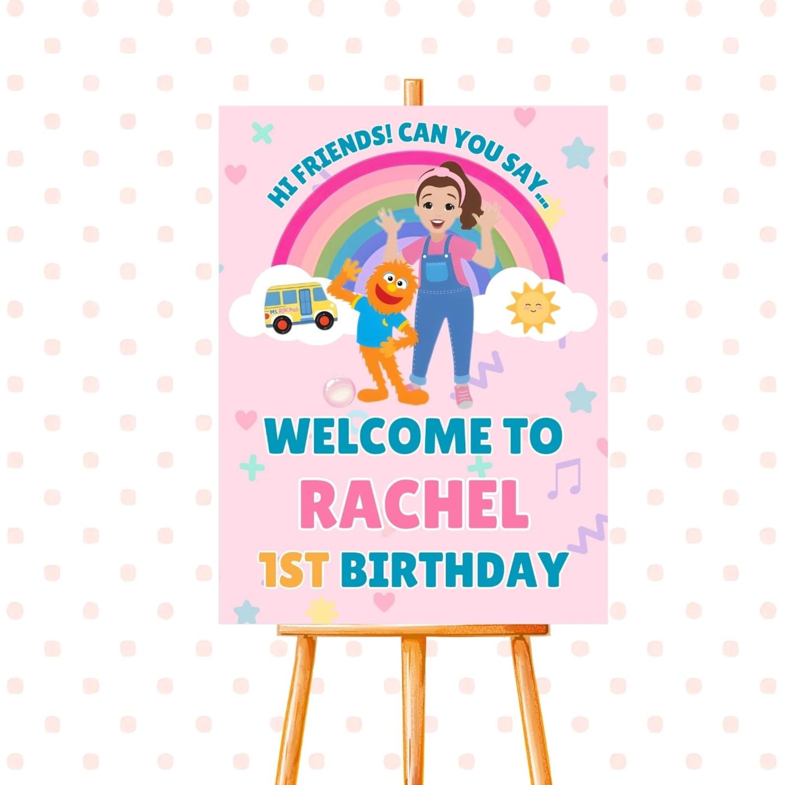 Ms Rachel Welcome Sign Printable | 1st Birthday Party Sign | Editable ...
