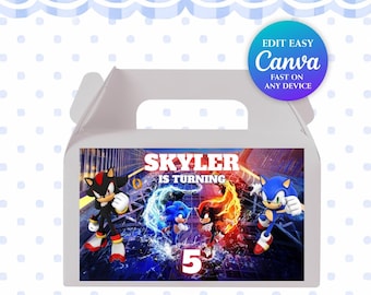 Shadow x Sonic Birthday Gable Box Igel Party Boy 5. Geburtstag Gastgeschenk Sonic Theme Party Digital Kids Party
