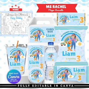 Ms Rachel Blue Bundle | Ms Rachel Party Favors |Preschool Learning Party Decorations  Ms Rachel  Elmo Ms rachel party All in 1 BONUS