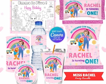Paquete de la Sra. Rachel / Recuerdos de fiesta de la Sra. Rachel / Decoraciones para fiesta de aprendizaje preescolar / Adornos para cupcakes de la Sra. Rachel / Elmo / Fiesta de la Sra. Rachel