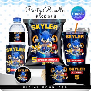 Limitiertes Shadow x Sonic Geburtstags-Bundle Igel Party Boy 5 Geburtstag Gastgeschenk Caprisun Sonic Chipbag Sonic Theme Party Digital Kids Party
