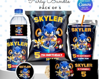 Limitiertes Shadow x Sonic Geburtstags-Bundle Igel Party Boy 5 Geburtstag Gastgeschenk Caprisun Sonic Chipbag Sonic Theme Party Digital Kids Party