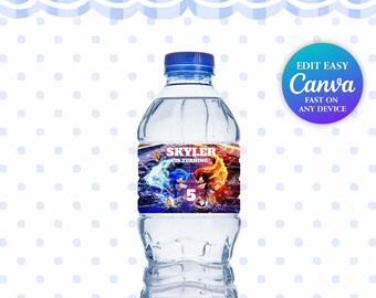 Shadow x Sonic Geburtstags-Wasserflasche Igel Party Boy 5. Geburtstag Gastgeschenk Sonic Theme Party Digital Kids Party
