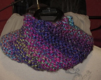 rainbow handknit cowl supersoft superchunky hand knitted collar neck wrap infinity scarf  UK seller