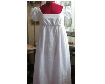 fitted bodice jane austen regency dress empire line made to order in any fabric