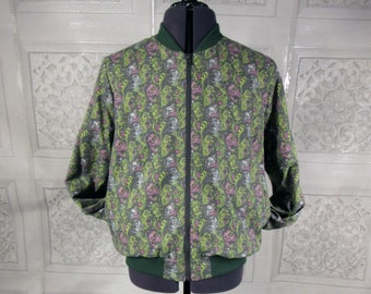 zombie flight jacket fully lined in grey satin. or custom made in any fabric