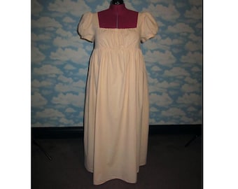 plus size regency dress jane austen empire line dress peach cotton