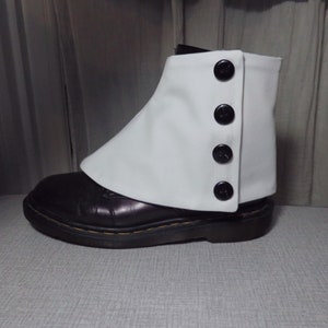mens or womens white spats black buttons adjustable size UK seller