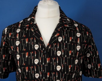horror print shirt alternative goth hawaiian shirt made to order in any print  or size UK seller