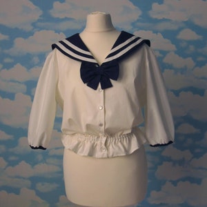 Sjömansblus, rynkad midja, valfri ärmlängd, valfri storlek, valfri färg, tillverkas på beställning. Japansk skoluniform, cosplay.