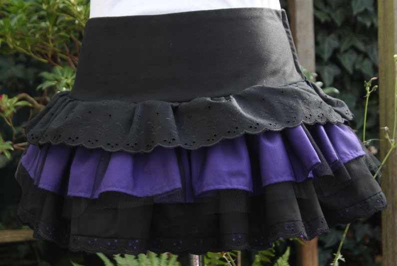SALE Halloween skirt black and purple rara skirt witch goth 80s skirt last one