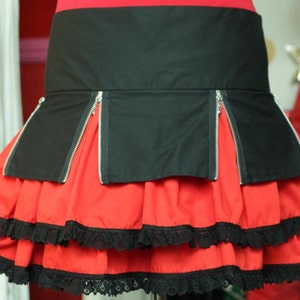 UK punk skirt  - Black and red -  zipper detail rara goth skirt cyberpunk rara