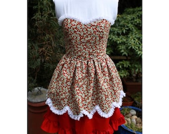 strawberry dress with 2 layer scalloped skirt sweet lolita dress