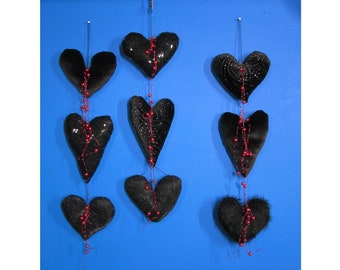 heartstrings decoration for halloween  black heart hanging decs UK seller