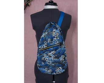 waves print cross body bag with adjustable strap multi zips and pockets UK seller