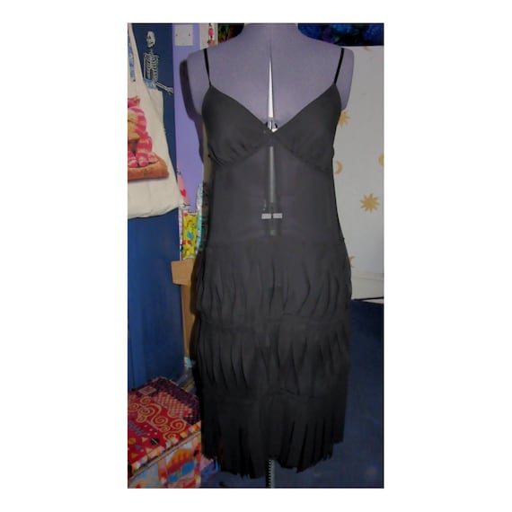 white christmas dresses 1930's Handmade Black Chiffon Slip Dress – Eveliina Vintage main image 0