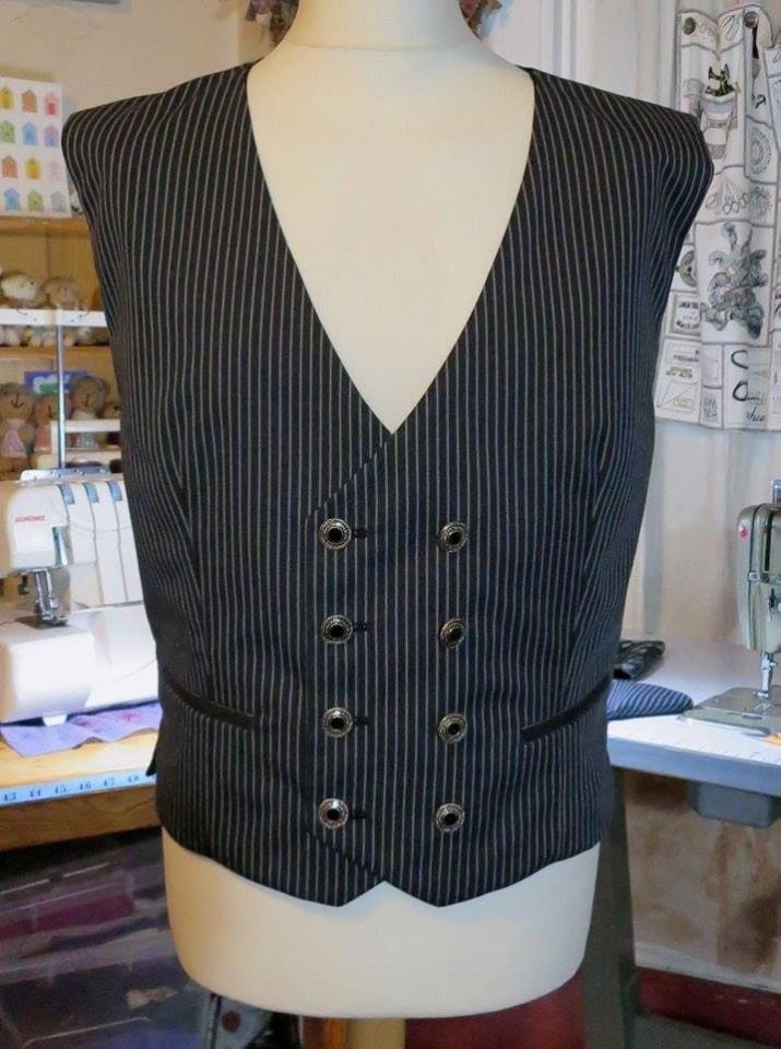 Goth waistcoat with tails tailcoat in black and white | Etsy