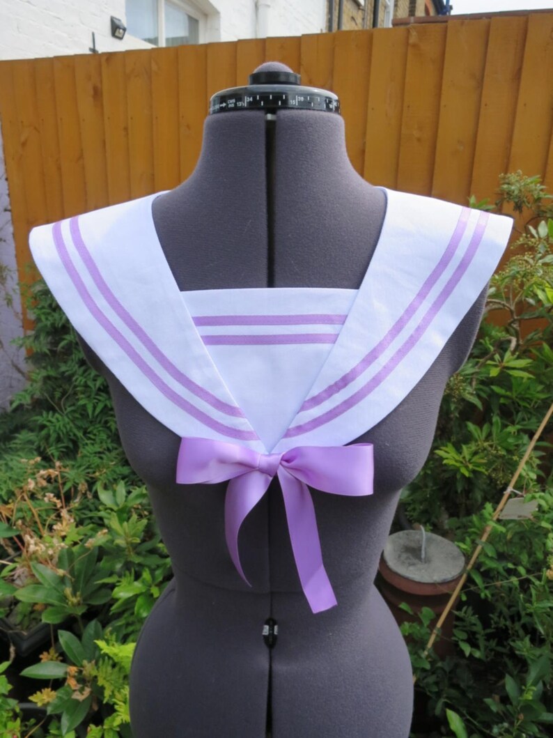 Sailor collar with double stripe. removeable modesty panel. Etsy