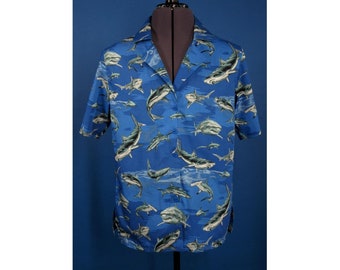 shark shirt alternative hawaiian shirt only one available OOAK UK seller