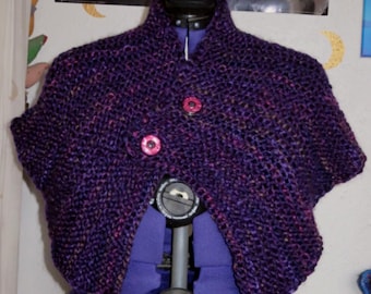 hand knit mini shawl wool capelet knitted in Gypsy shade pot pourri ode to Outlander sz L UK seller