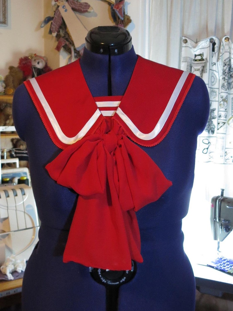 Sailor collar with double stripe. removeable modesty panel. Etsy