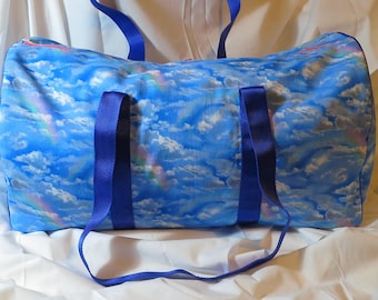 rainbow clouds craft bag overnight bag kit bag one of a kind