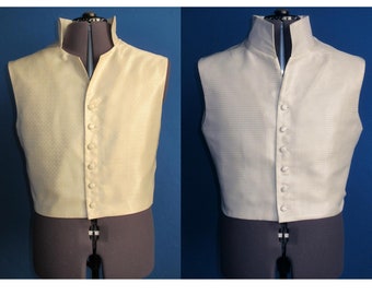 Regency waistcoat warm cream or ivory textured heavy satin fully lined regency vest UK seller