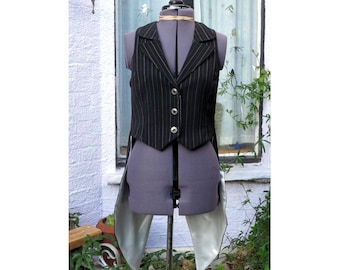 goth waistcoat with tails tailcoat in any fabric plain or pinstripe mens or ladies vest made to order UK seller