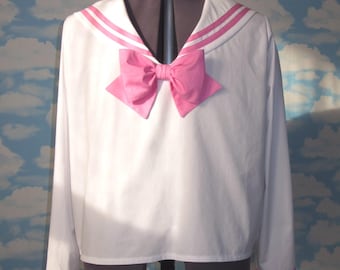 sailor blouse long or short sleeved. any size any colour made to order. blouse with sailor collar. japanese school uniform cosplay