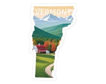 Vermont Sticker – Mountain and Barn Design, VT Decal
