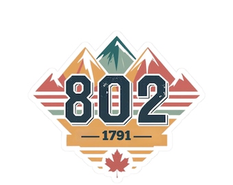 802 Vermont Sticker – Retro Mountain Design, VT State Decal