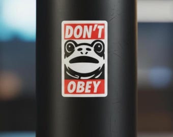 Portland Frog Protest Sticker Design Don't Obey Vinyl  Matte Finish Waterproof Decal Laptop Decoration Water Bottle Car Weatherproof