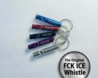 FCK ICE Engraved Whistle Keychain Ultra Loud Anti Ice  Personal Protection Emergency Signal Safety Device Compact Protest Accessory Tool