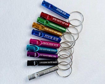 PERSONALIZED Whistle Keychain Safety Device Gift Idea Custom Engraved Metal Whistle for Ice Whistle Keychain Aluminum Emergency Tool Compact