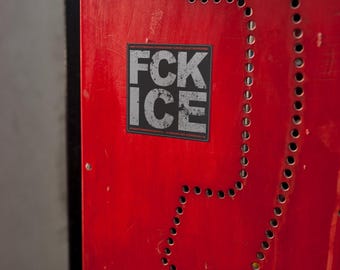 Anti-ICE Sticker - FCK ICE -  Sticker - Distressed Political Activism Vinyl Decal , Anti-Trump Sticker, Anti-Fascism Sticker, Anti ice