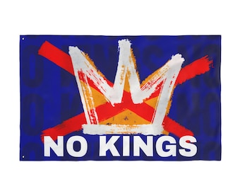 Blue No Kings Event Flag - No Kings in America, Anti-Trump, Anti-MAGA, No Kings Rally, Anti-Fascism, Political Activism Flag