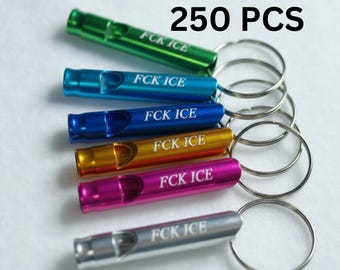 Llavero con silbato FCK ICE grabado a granel, kit de emergencia para protestas antihielo, dispositivo de seguridad, equipo de activismo político, transporte diario, diseño compacto