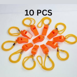 BULK Orange Anti Ice Emergency Safety Whistle Brigade Member Neighborhood Watch Whistle Kit Plastic Emergency Signaling Device Loud Survival