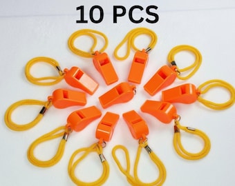 BULK Orange Anti Ice Emergency Safety Whistle Brigade Member Neighborhood Watch Whistle Kit Plastic Emergency Signaling Device Loud Survival