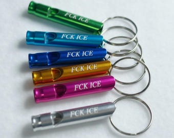 FCK ICE Whistle Keychain Engraved Anti Ice  Protest Emergency Kit Safety Device Political Activism Gear Everyday Accessory Compact Design
