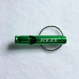 Colorful Aluminum Whistle Keychain Political Statement Accessory Protest Tool Collection Emergency Safety Device Compact Design Everyday Carry Size Metal Ring Attachment Multiple Colors Available Functional Alert System Personal Safety Anti Ice Whistle Kits Green Color Whistle For Ice