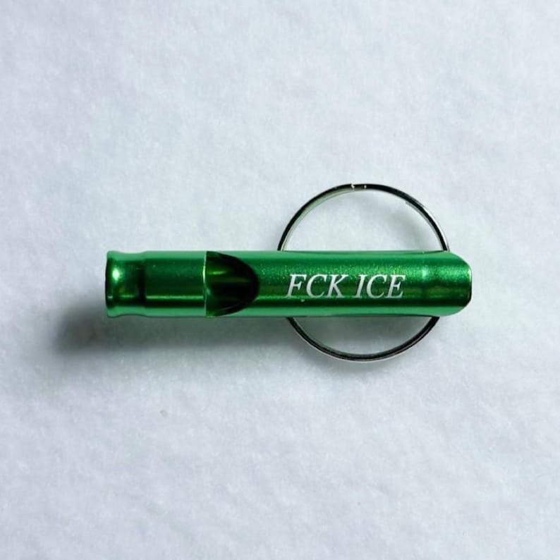 Colorful Aluminum Whistle Keychain Political Statement Accessory Protest Tool Collection Emergency Safety Device Compact Design Everyday Carry Size Metal Ring Attachment Multiple Colors Available Functional Alert System Personal Safety Anti Ice Whistle Kits Green Color Whistle For Ice