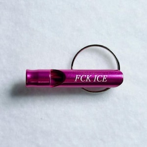 Multicolor Whistle Collection Aluminum Keychain Accessory Protest Tool Design Political Statement Piece Emergency Safety Device Compact Size Construction Everyday Carry Item Metal Ring Attachment Functional Alert System Multiple Options Pink Color