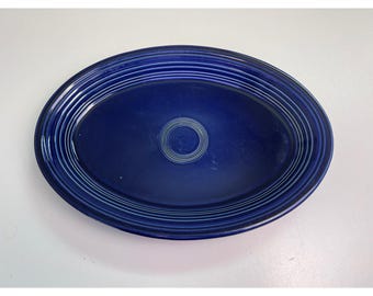 Plato ovalado para servir Fiesta, de cerámica azul cobalto, EE. UU.