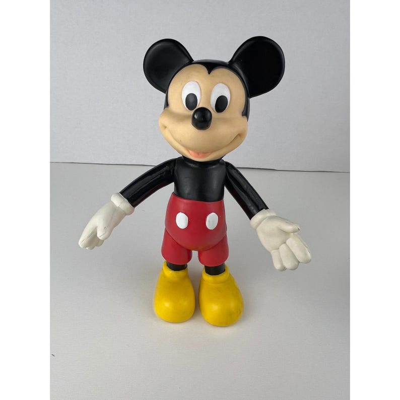 Figura de juguete de vinilo vintage de Mickey Mouse de Disney con brazos y piernas móviles de 6,5 pulgadas imagen 1