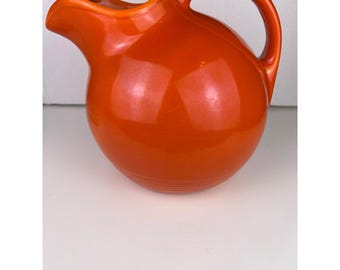 Vintage Fiesta Ware Harlequin Ball Pitcher Jug Orange Ceramic Kitchen Serving