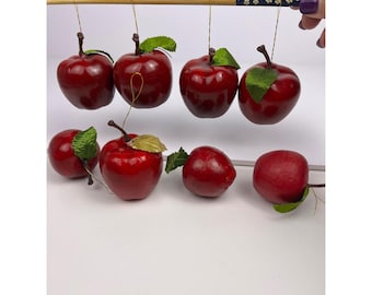 Set van 8 mini rode decoratieve appels, realistisch interieuraccent namaakfruit