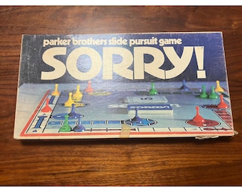 Parker Brothers Sorry Slide Pursuit-spelet Vintage 1972 Brädspel Komplett