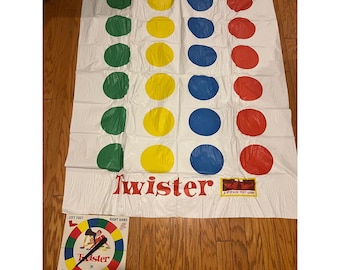 Vintage Milton Bradley Twister-spel komplett plastmatta spinnerbräda 1974